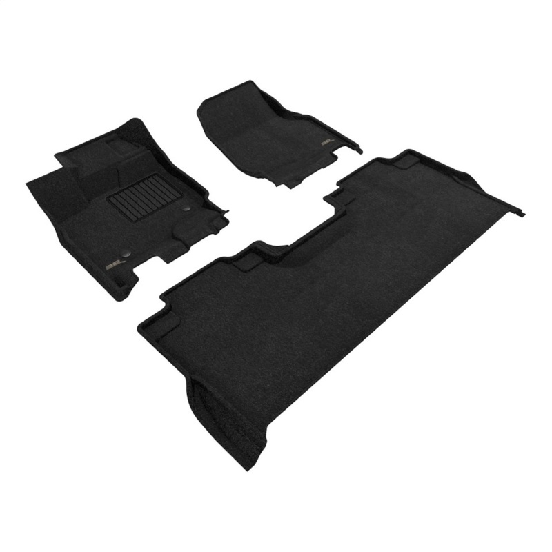 Ford F-150 Lightning Supercrew Floor Mat Set - Front and Rear - 3D MAXpider - Elegant Series - Black - `22-`26